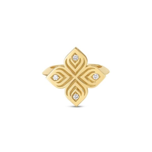 Roberto Coin 18K YELLOW GOLD ARABESQUE LARGE DIAMOND FLOWER RING