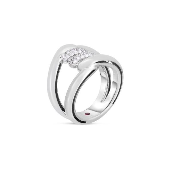 Roberto Coin 18K WHITE GOLD CIALOMA DIAMOND SINGLE KNOT RING