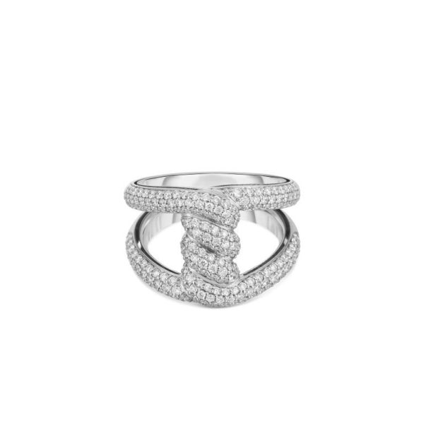 Roberto Coin 18K WHITE GOLD CIALOMA DIAMOND SINGLE KNOT PAVE RING