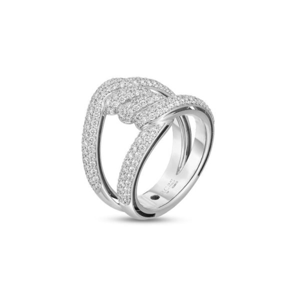 Roberto Coin 18K WHITE GOLD CIALOMA DIAMOND SINGLE KNOT PAVE RING