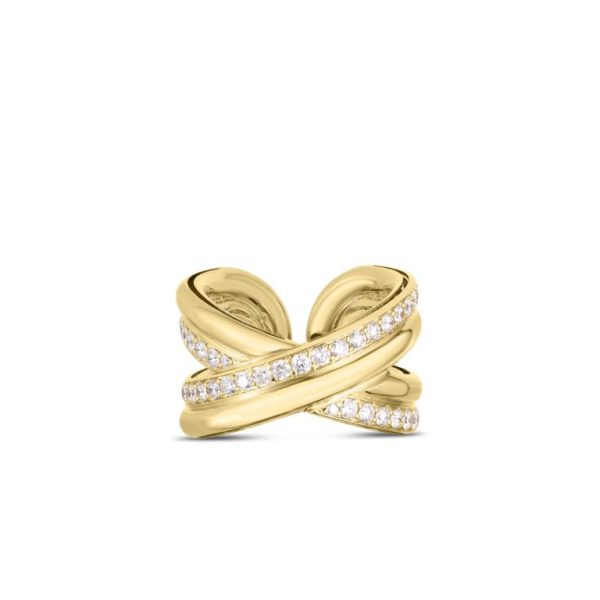 Roberto Coin 18K YELLOW GOLD CIALOMA DIAMOND CROSSOVER RING
