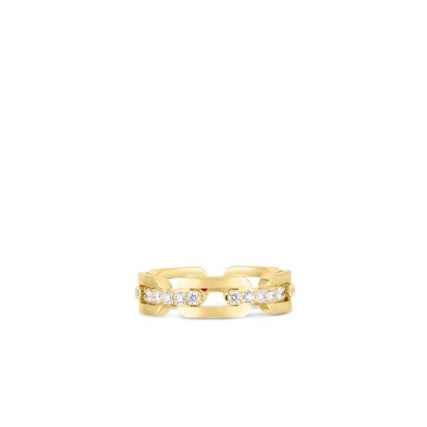 Roberto Coin 18K YELLOW GOLD NAVARRA HARD CHAIN LINK DIAMOND RING