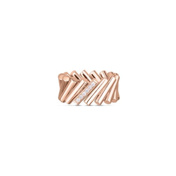 Roberto Coin 18K ROSE GOLD DOMINO DIAMOND ACCENT RING