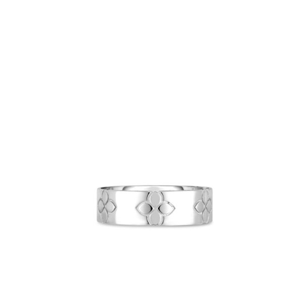 Roberto Coin 18K WHITE GOLD LOVE IN VERONA ETCHED FLOWERS WIDE RING
