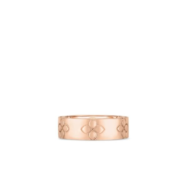 Roberto Coin 18K ROSE GOLD LOVE IN VERONA ETCHED FLOWERS WIDE RING