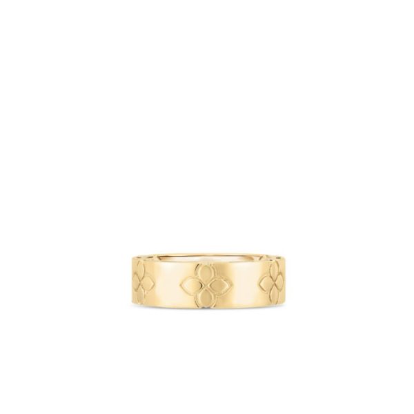 Roberto Coin 18K YELLOW GOLD LOVE IN VERONA ETCHED FLOWERS WIDE RING