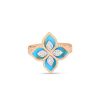 Roberto Coin 18K ROSE/WHITE GOLD VENETIAN PRINCESS DIAMOND & TURQUOISE FLOWER RING