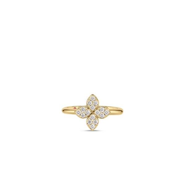 Roberto Coin 18K YELLOW GOLD LOVE IN VERONA MEDIUM PAVE DIAMOND FLOWER RING