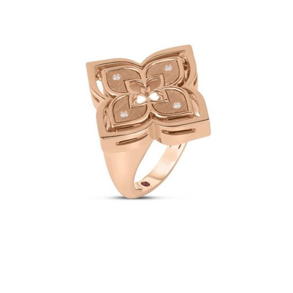 Roberto Coin 18K ROSE GOLD VENETIAN PRINCESS PIROUETTE DIAMOND & MOTHER OF PEARL FLOWER RING