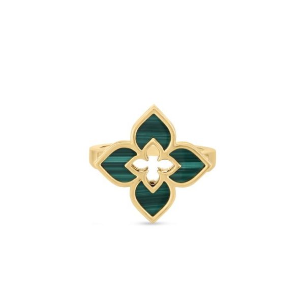 Roberto Coin 18K YELLOW GOLD VENETIAN PRINCESS SMALL MALACHITE FLOWER RING