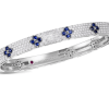 Roberto Coin 18K WHITE GOLD LOVE IN VERONA PAVE DIAMOND & BLUE SAPPHIRE BANGLE
