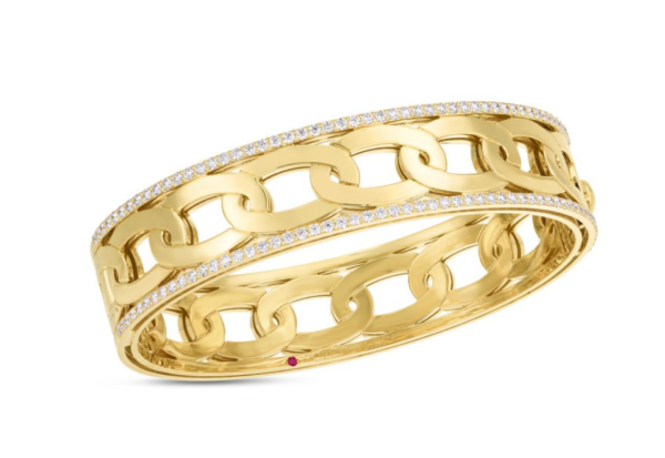 Roberto Coin 18K YELLOW GOLD NAVARRA WIDE BANGLE WITH DIAMONDS