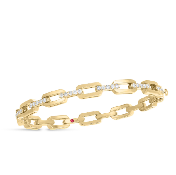 Roberto Coin 18K YELLOW GOLD NAVARRA HARD CHAIN LINK DIAMOND BANGLE