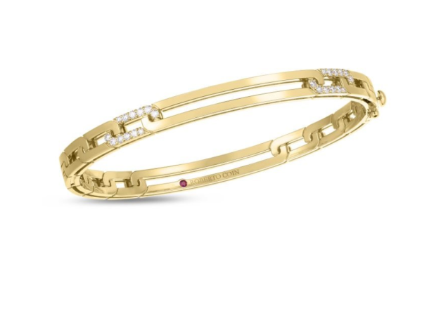 Roberto Coin 18K YELLOW GOLD NAVARRA DIAMOND ACCENT & EXTENDED LINK BANGLE