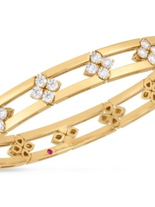 Roberto Coin 18K YELLOW GOLD LOVE IN VERONA DIAMOND OPEN FRAME BANGLE