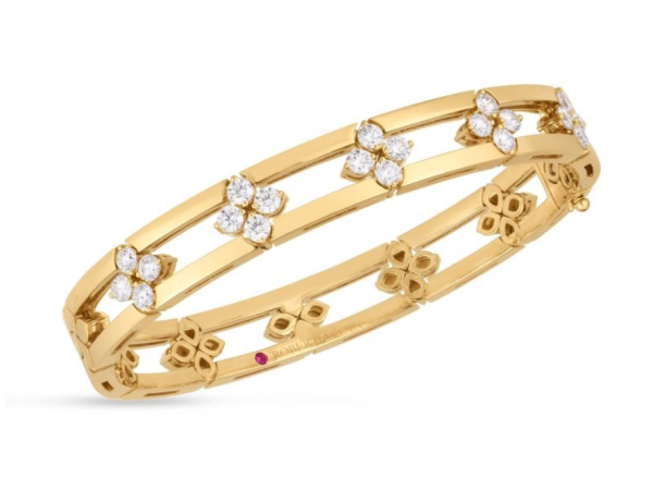 Screenshot 2025-04-05 155747 Roberto Coin 18K YELLOW GOLD LOVE IN VERONA DIAMOND OPEN FRAME BANGLE