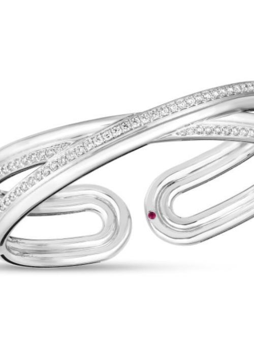 Roberto Coin 18K WHITE GOLD CIALOMA DIAMOND CROSSOVER BANGLE