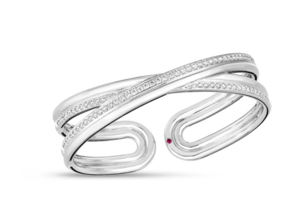 Screenshot 2025-04-05 161417 Roberto Coin 18K WHITE GOLD CIALOMA DIAMOND CROSSOVER BANGLE