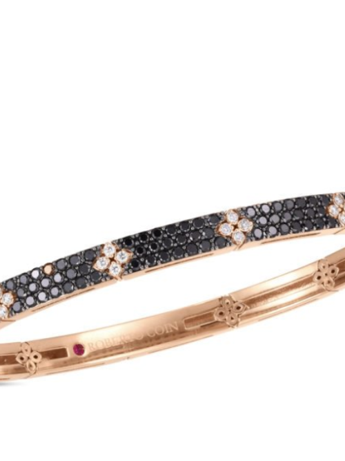 Roberto Coin 18K ROSE GOLD LOVE IN VERONA BLACK AND WHITE DIAMOND BANGLE
