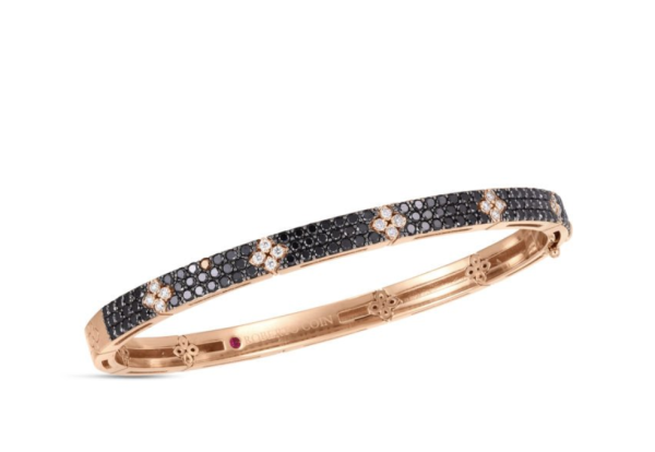 Roberto Coin 18K ROSE GOLD LOVE IN VERONA BLACK AND WHITE DIAMOND BANGLE