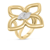 Roberto Coin 18K YELLOW/WHITE GOLD CIALOMA MEDIUM DIAMOND FLOWER RING