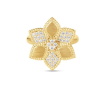 Roberto Coin 18K YELLOW GOLD VERNAZZA ALTERNATING PAVE DIAMOND & SATIN FINISH FLOWER RING