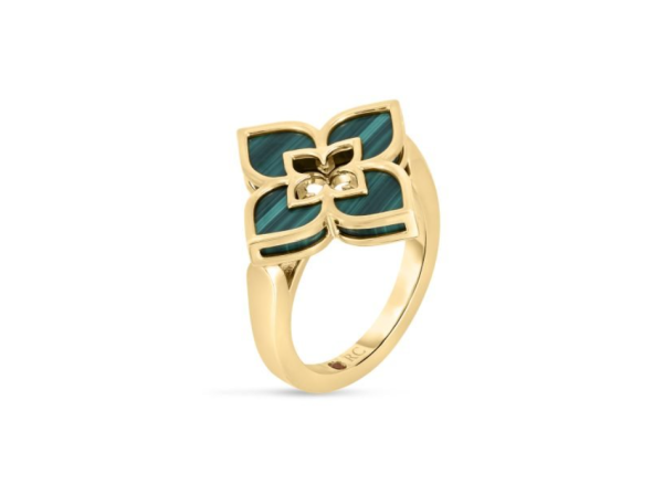 Roberto Coin 18K YELLOW GOLD VENETIAN PRINCESS SMALL MALACHITE FLOWER RING