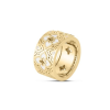 Roberto Coin 18K YELLOW GOLD VENETIAN PRINCESS ETCHED FRAME DIAMOND & WHITE ENAMEL FLOWER RING