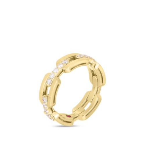 Roberto Coin 18K YELLOW GOLD NAVARRA HARD CHAIN LINK DIAMOND RING