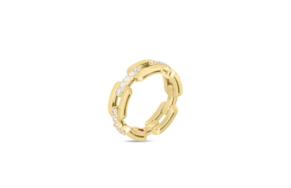 Roberto Coin 18K YELLOW GOLD NAVARRA HARD CHAIN LINK DIAMOND RING