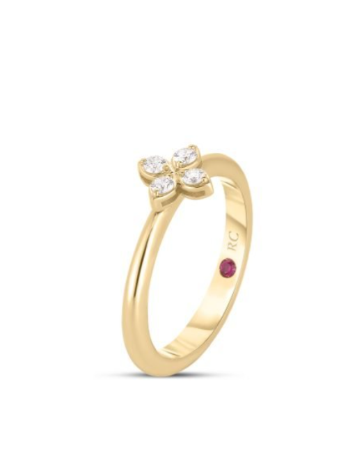Roberto Coin 18K YELLOW GOLD LOVE IN VERONA MEDIUM PAVE DIAMOND FLOWER RING
