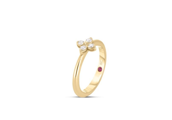 Roberto Coin 18K YELLOW GOLD LOVE IN VERONA MEDIUM PAVE DIAMOND FLOWER RING