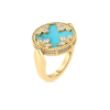 Roberto Coin 18K YELLOW GOLD COLORED MEDALLIONS DIAMOND, TURQUOISE , AND MOTHER OF PEARL REVERSIBLE RING