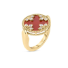 Roberto Coin 18K YELLOW GOLD COLORED MEDALLIONS DIAMOND, RED AGATE, AND MOTHER OF PEARL REVERSIBLE RING