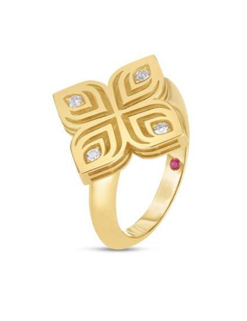Roberto Coin 18K YELLOW GOLD ARABESQUE LARGE DIAMOND FLOWER RING