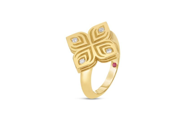 Roberto Coin 18K YELLOW GOLD ARABESQUE LARGE DIAMOND FLOWER RING