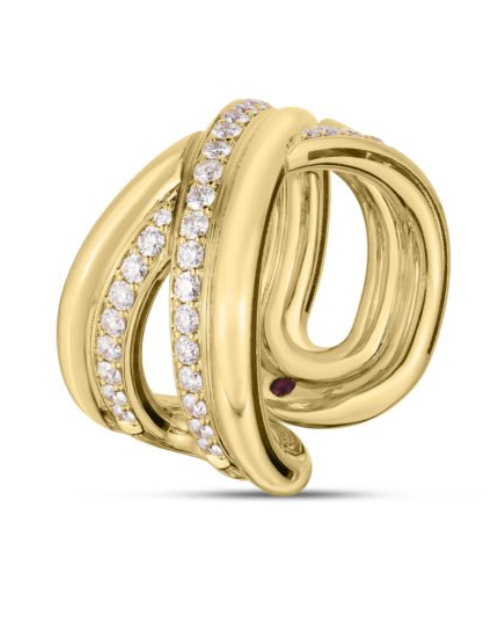 Roberto Coin 18K YELLOW GOLD CIALOMA DIAMOND CROSSOVER RING