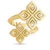 Roberto Coin 18K YELLOW GOLD ARABESQUE BYPASS DOUBLE DIAMOND FLOWER RING