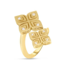 Roberto Coin 18K YELLOW GOLD ARABESQUE BYPASS DOUBLE DIAMOND FLOWER RING