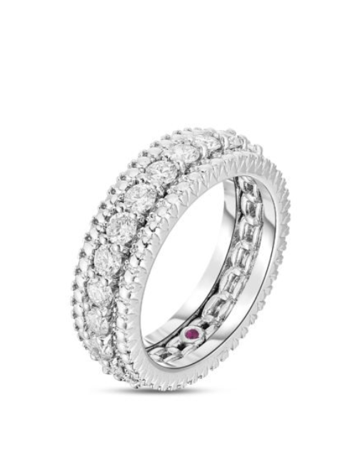 Roberto Coin 18K WHITE GOLD SIENA DIAMOND 1 ROW RING