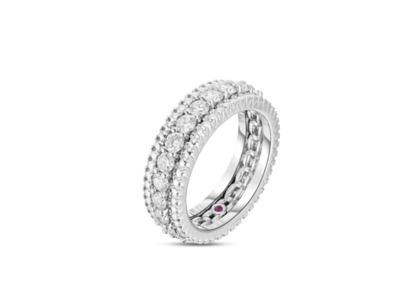 Roberto Coin 18K WHITE GOLD SIENA DIAMOND 1 ROW RING
