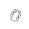 Roberto Coin 18K WHITE GOLD LOVE IN VERONA PAVE DIAMOND & POLISHED FLOWER RING