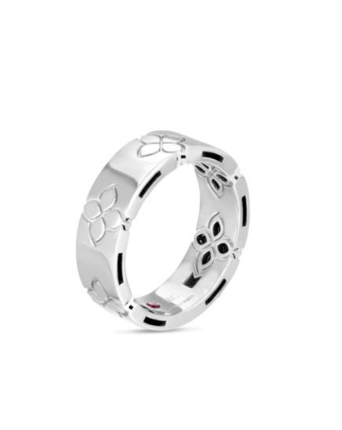 Roberto Coin 18K WHITE GOLD LOVE IN VERONA ETCHED FLOWERS WIDE RING