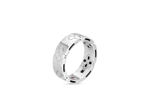 Roberto Coin 18K WHITE GOLD LOVE IN VERONA ETCHED FLOWERS WIDE RING