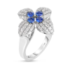 Roberto Coin 18K WHITE GOLD LOVE IN VERONA DIAMOND AND BLUE SAPPHIRE FLOWER RING