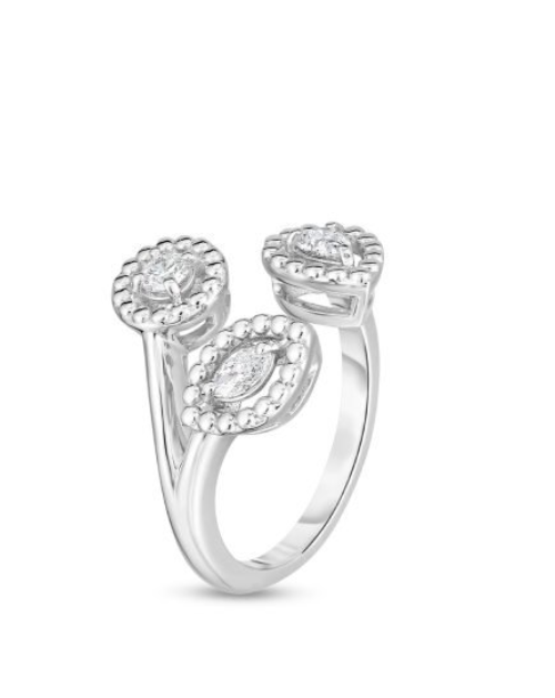 Roberto Coin 18K WHITE GOLD DOLCETTO THREE STONE DIAMOND RING