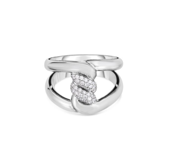 Roberto Coin 18K WHITE GOLD CIALOMA DIAMOND SINGLE KNOT RING