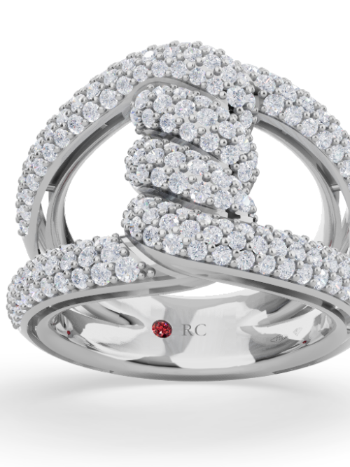 Roberto Coin 18K WHITE GOLD CIALOMA DIAMOND SINGLE KNOT PAVE RING