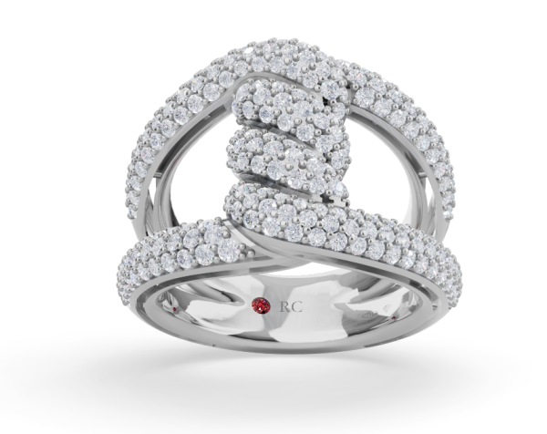 Roberto Coin 18K WHITE GOLD CIALOMA DIAMOND SINGLE KNOT PAVE RING