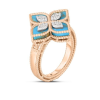 Roberto Coin 18K ROSE/WHITE GOLD VENETIAN PRINCESS DIAMOND & TURQUOISE FLOWER RING